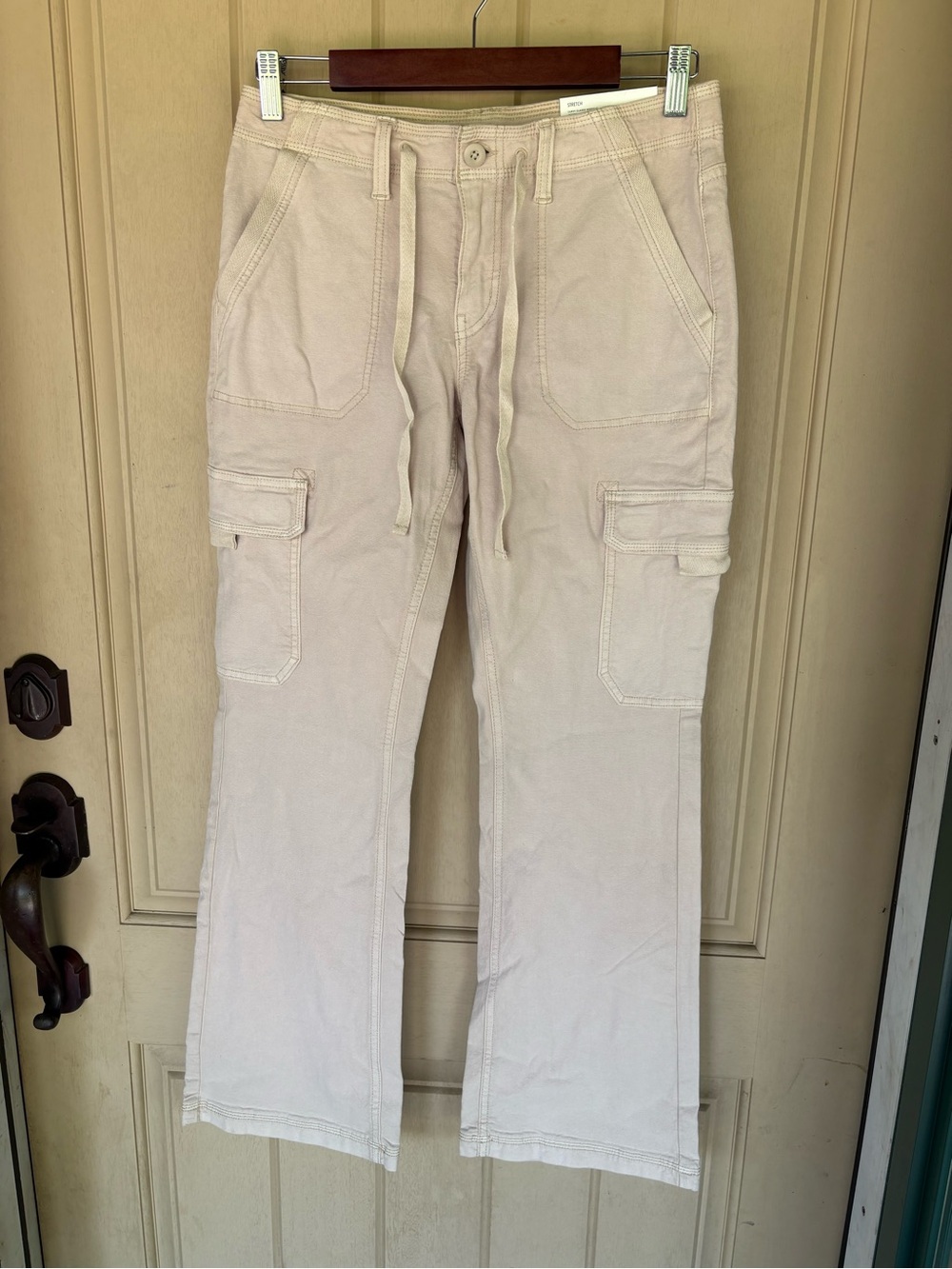 American Eagle Outfitters Light Tan Cargo Pants with Drawstring